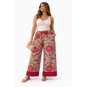 Sugar lips Wide Leg  Palazzo Pants Plus 3x NWT Retro Floral Print  Resortwear